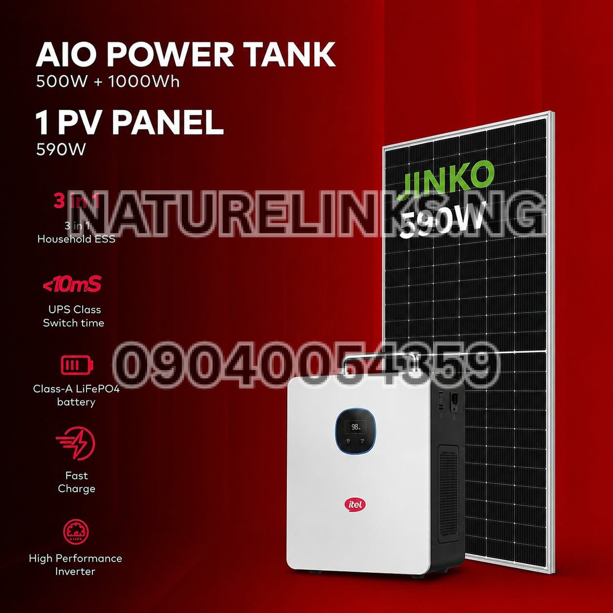 How many watts of solar can Itel Power Tank accept?