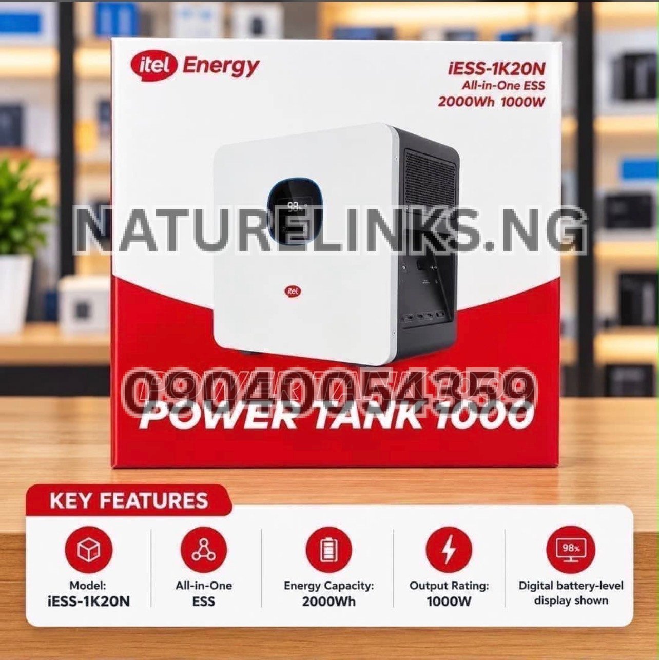 What warranty, safety and after-sales details should I verify for Itel Power Tank output sockets?